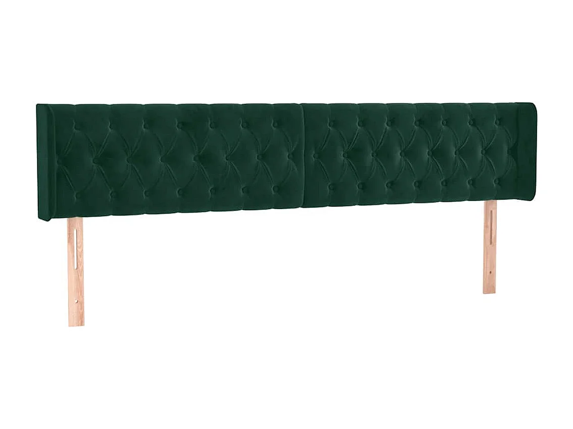 Tête de lit avec oreilles Vert foncé 203x16x78/88 cm Velours