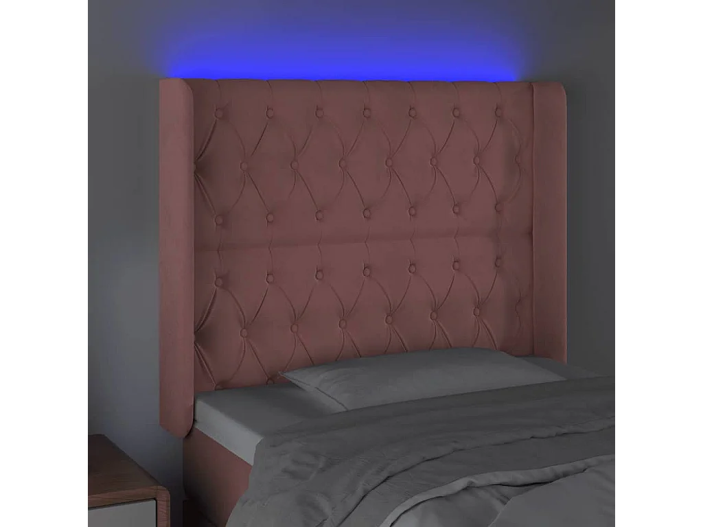 Testiera a LED rosa 103x16x118/128 cm in Velluto