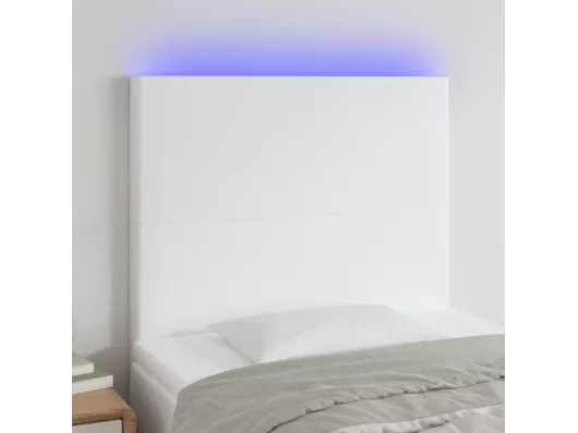 Kauf Unique LED Kopfteil Weiß 90x5x118/128 cm Kunstleder