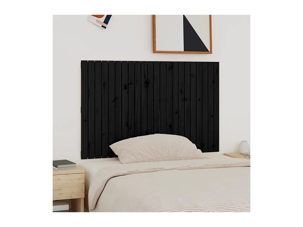 Tête de lit murale Noir 140x3x90 cm Bois massif de pin