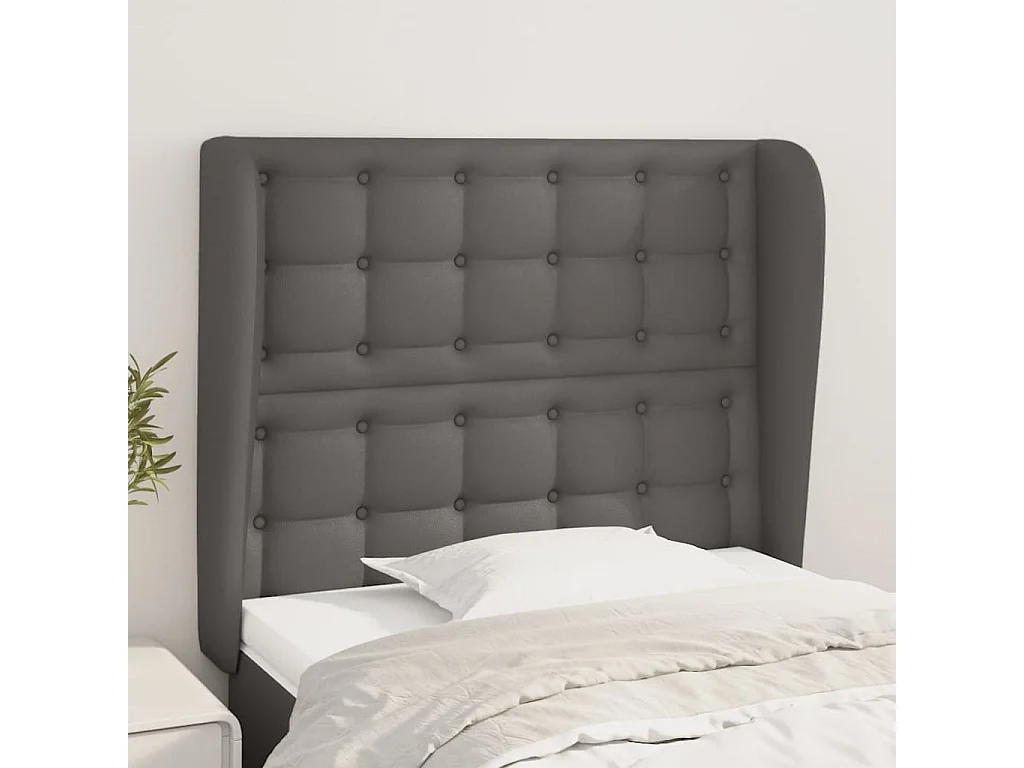 Hoofdbord met randen 103x23x118/128 cm kunstleer grijs