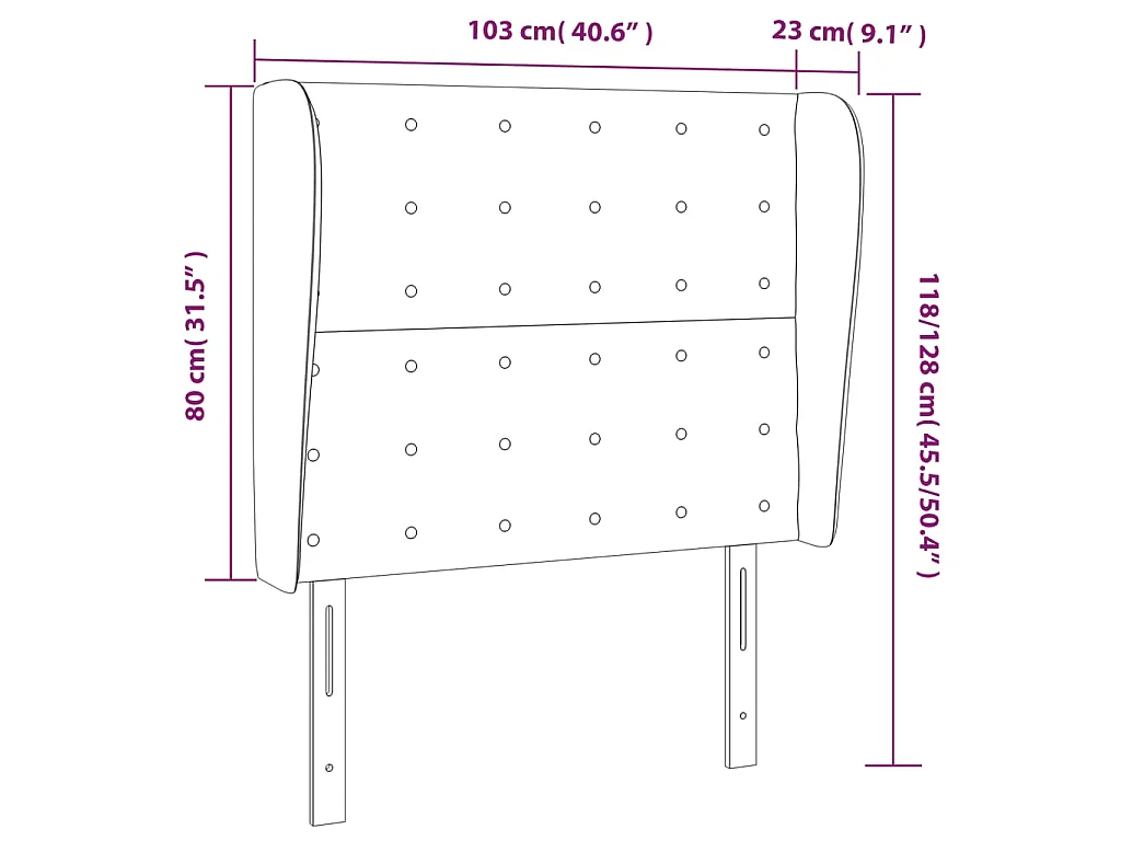 Hoofdbord met randen 103x23x118/128 cm kunstleer grijs