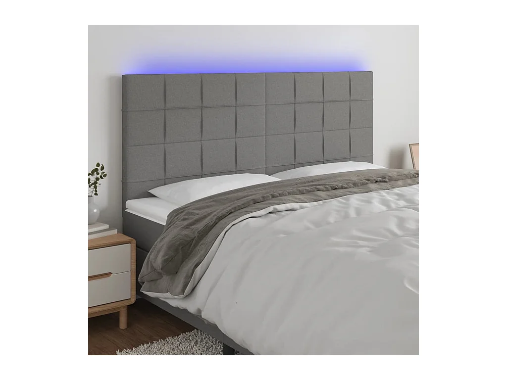 Testiera a LED GrigioScuro 160x5x118/128cm inTessuto