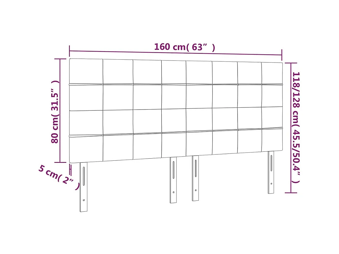 Testiera a LED GrigioScuro 160x5x118/128cm inTessuto
