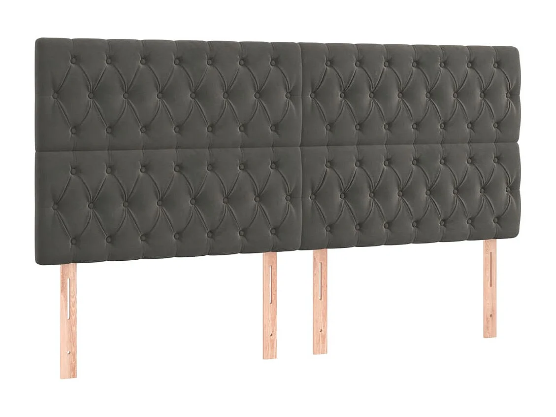 Hoofdbord donkergrijs 200x7x118/128 cm Fluweel