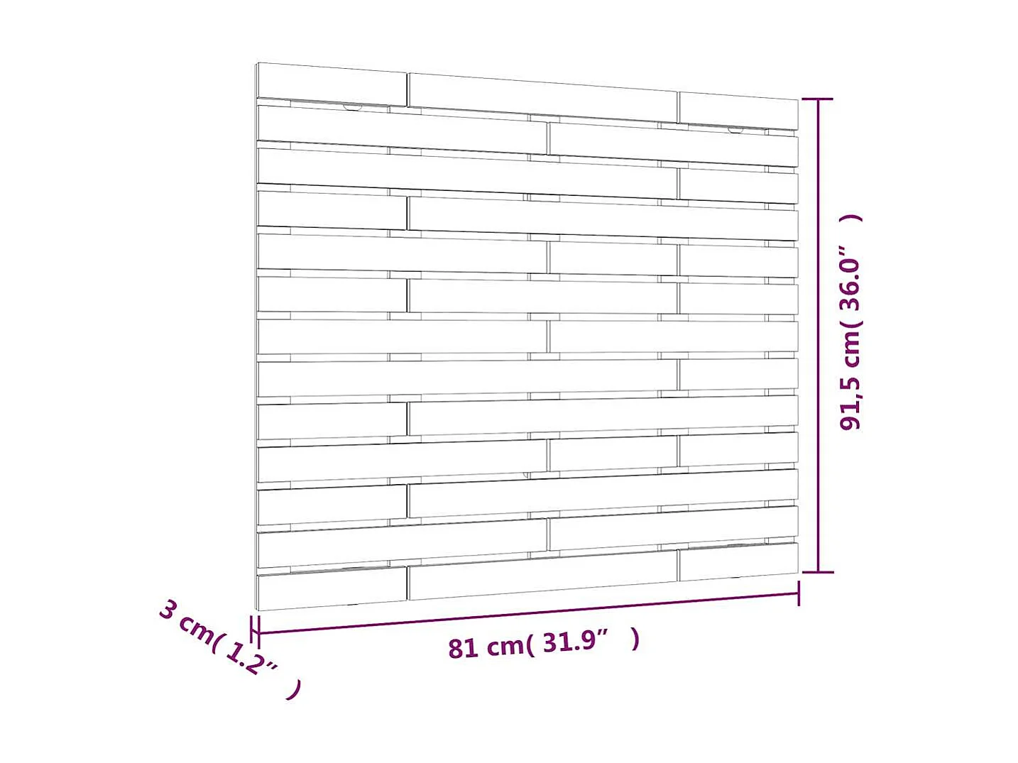 Tête de lit murale Noir 81x3x91,5 cm Bois massif de pin