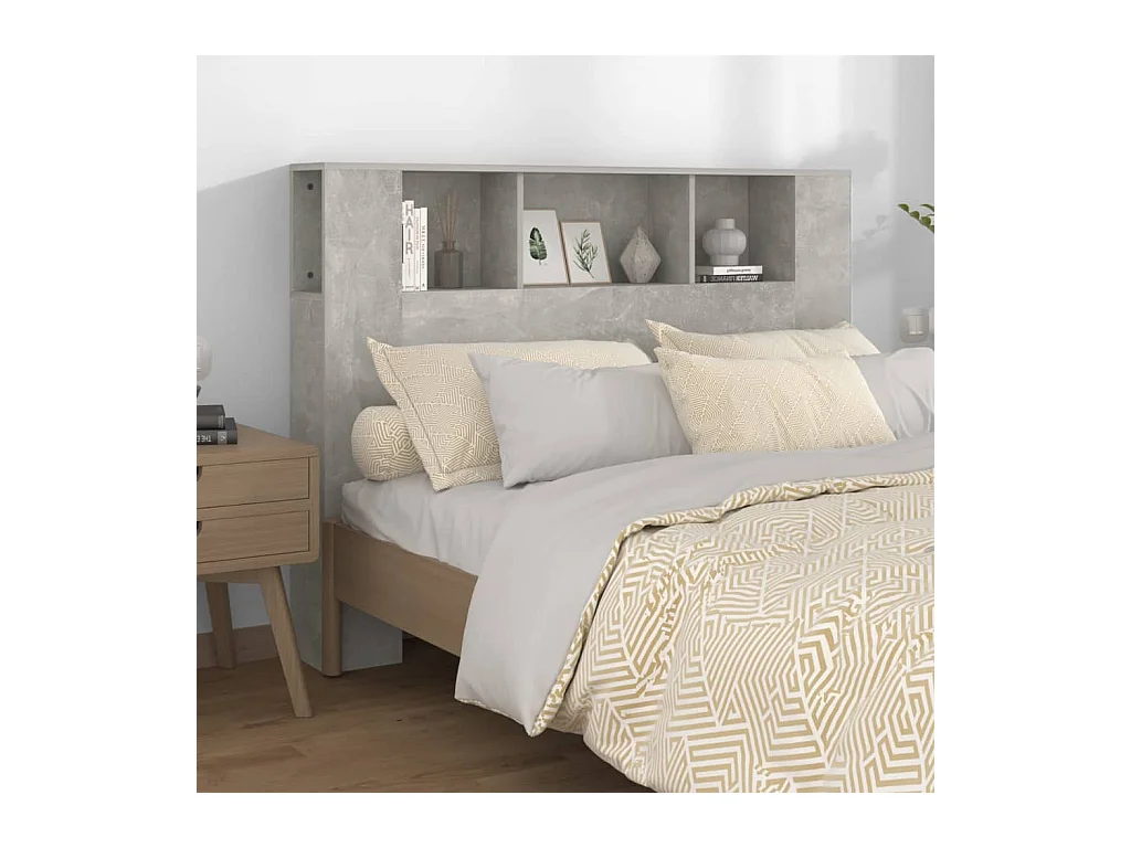 Armoire de tête de lit Gris béton 140x18,5x104,5 cm