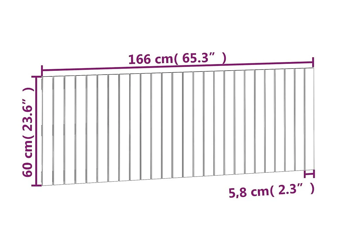 Wandhoofdbord 166x3x60 cm massief grenenhout grijs