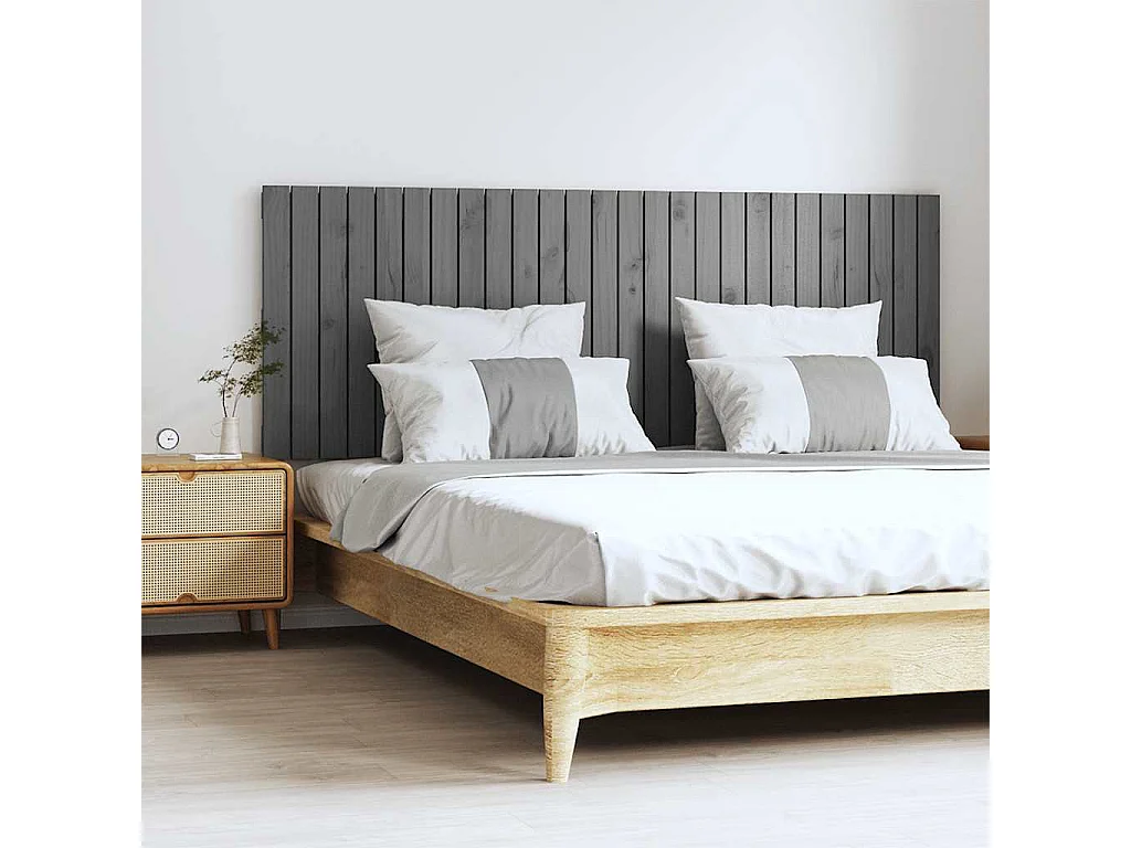 Wandhoofdbord 166x3x60 cm massief grenenhout grijs