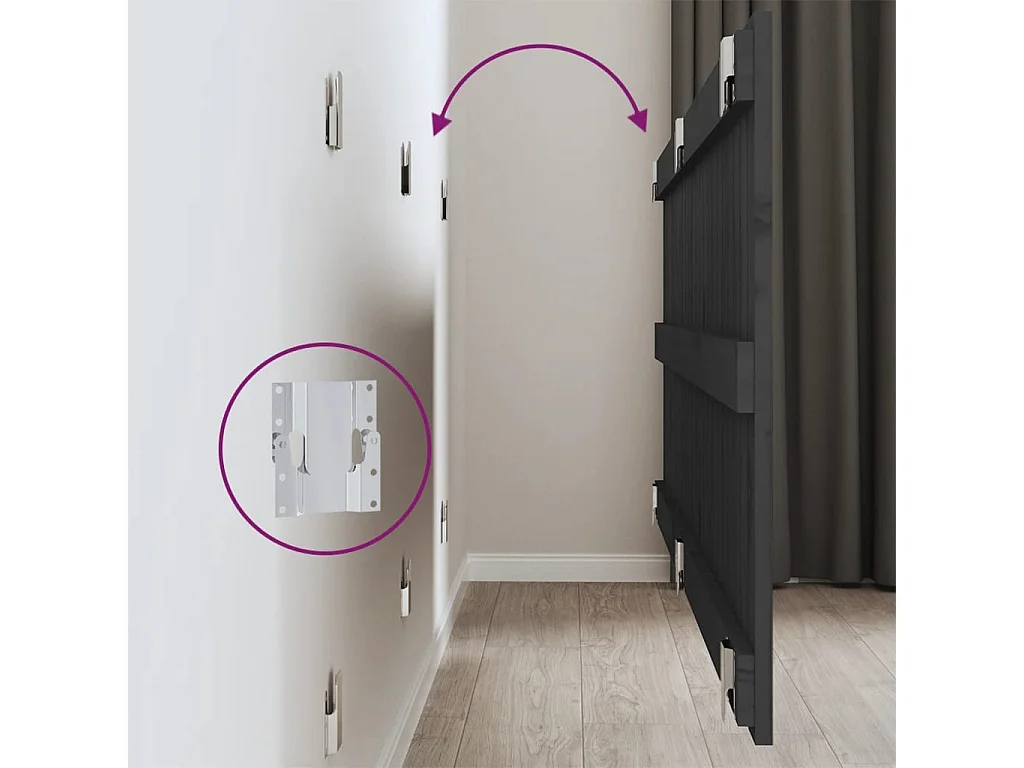 Wandhoofdbord 166x3x60 cm massief grenenhout grijs