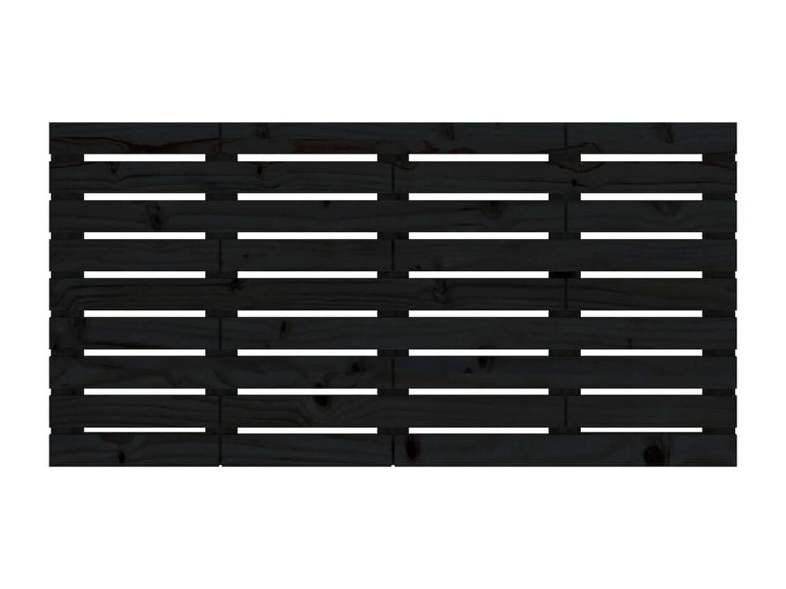 Testiera da Parete Nera 146x3x63 cm in Legno Massello di Pino