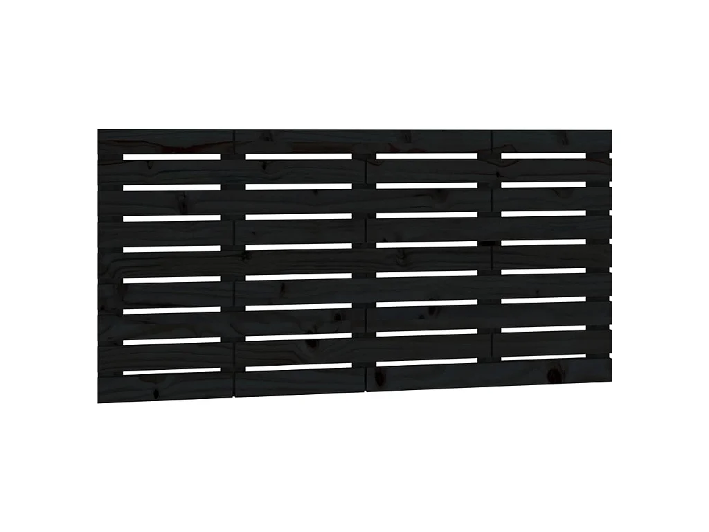 Tête de lit murale Noir 146x3x63 cm Bois massif de pin