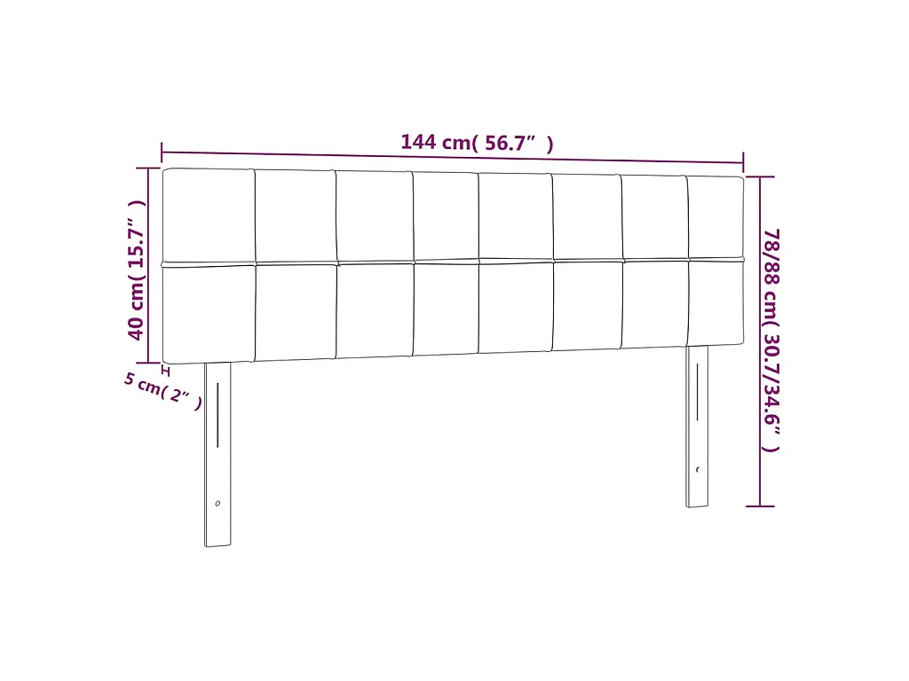 Têtes de lit Gris foncé 144x5x78/88 cm Tissu
