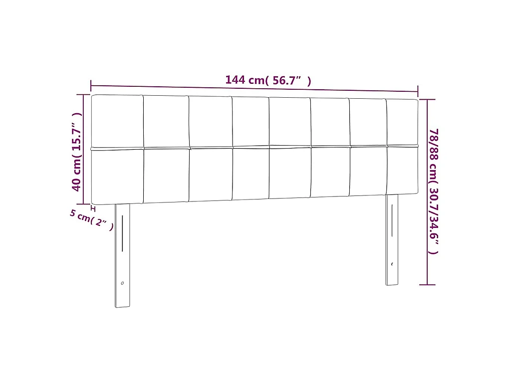 Têtes de lit Gris foncé 144x5x78/88 cm Tissu