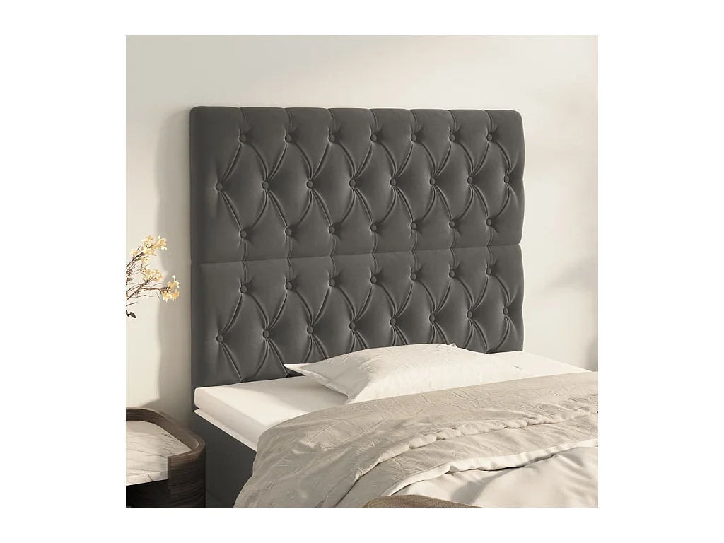 Têtes de lit 2 pcs Gris foncé 90x7x78/88 cm Velours