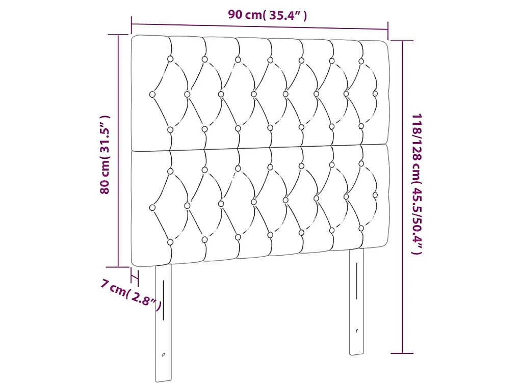 Tête de lit Gris foncé 90x7x118/128 cm Velours