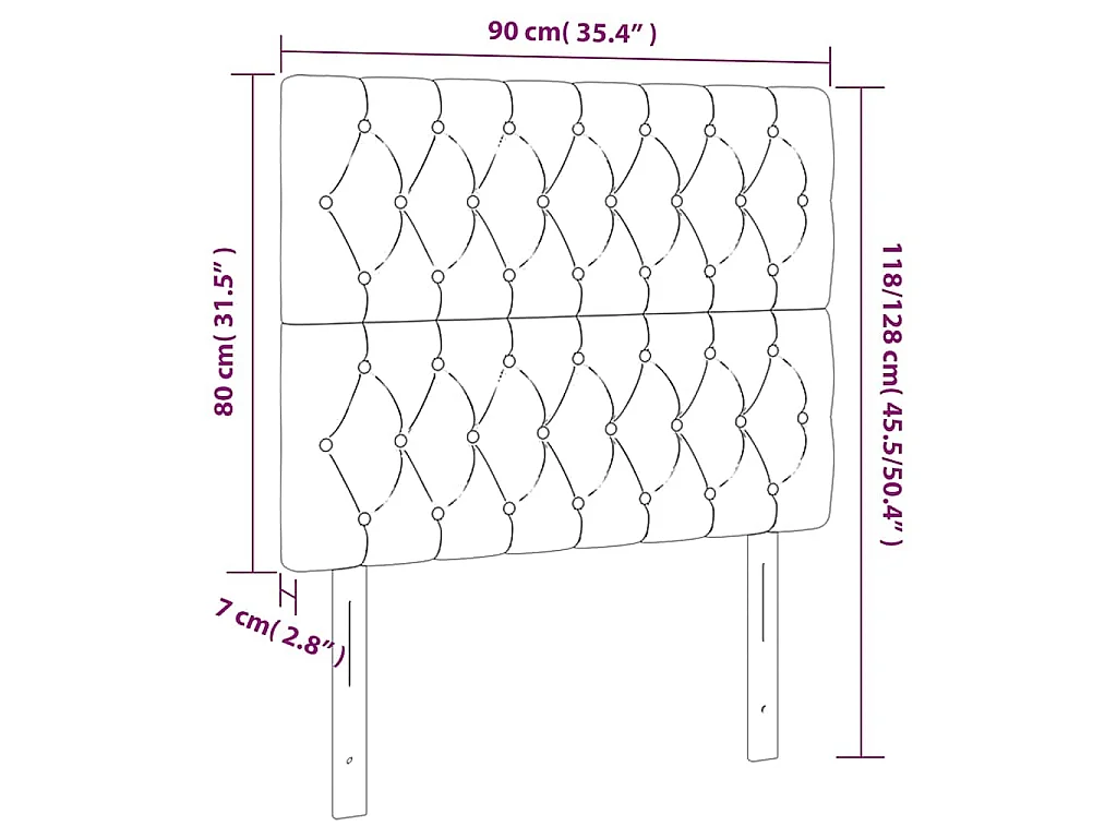 Tête de lit Gris foncé 90x7x118/128 cm Velours