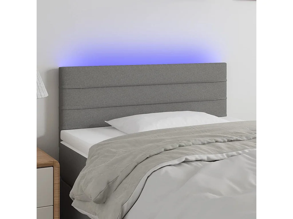 Hoofdbord LED 90x5x78/88 cm stof donkergrijs