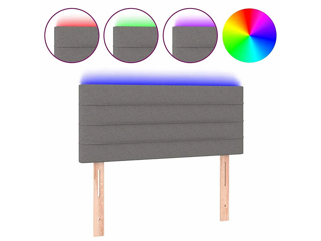 Tête de lit à LED Gris foncé 90x5x78/88 cm Tissu