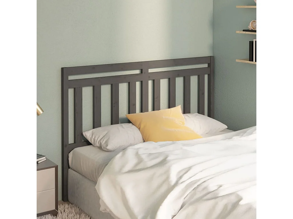 Tête de lit Gris 146x4x100 cm Bois massif de pin