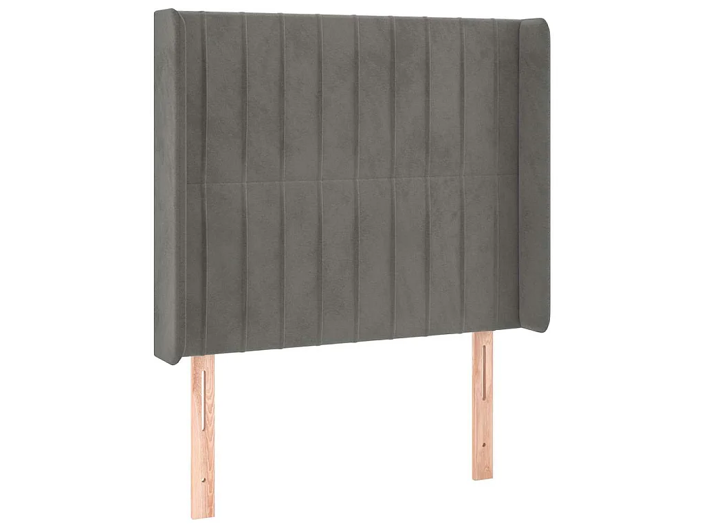 Testiera a LED Grigio Chiaro 103x16x118/128 cm in Velluto
