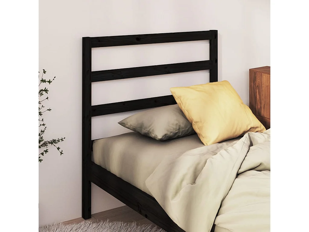 Tête de lit Noir 95x4x100 cm Bois massif de pin