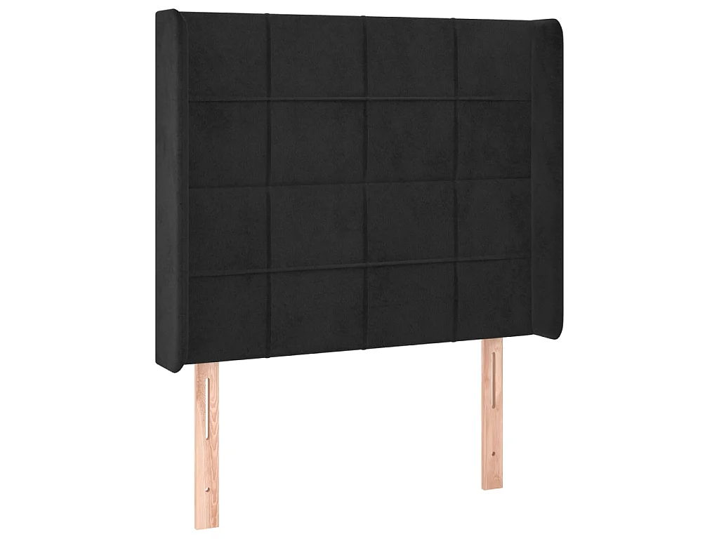 Tête de lit avec oreilles Noir 83x16x118/128 cm Velours
