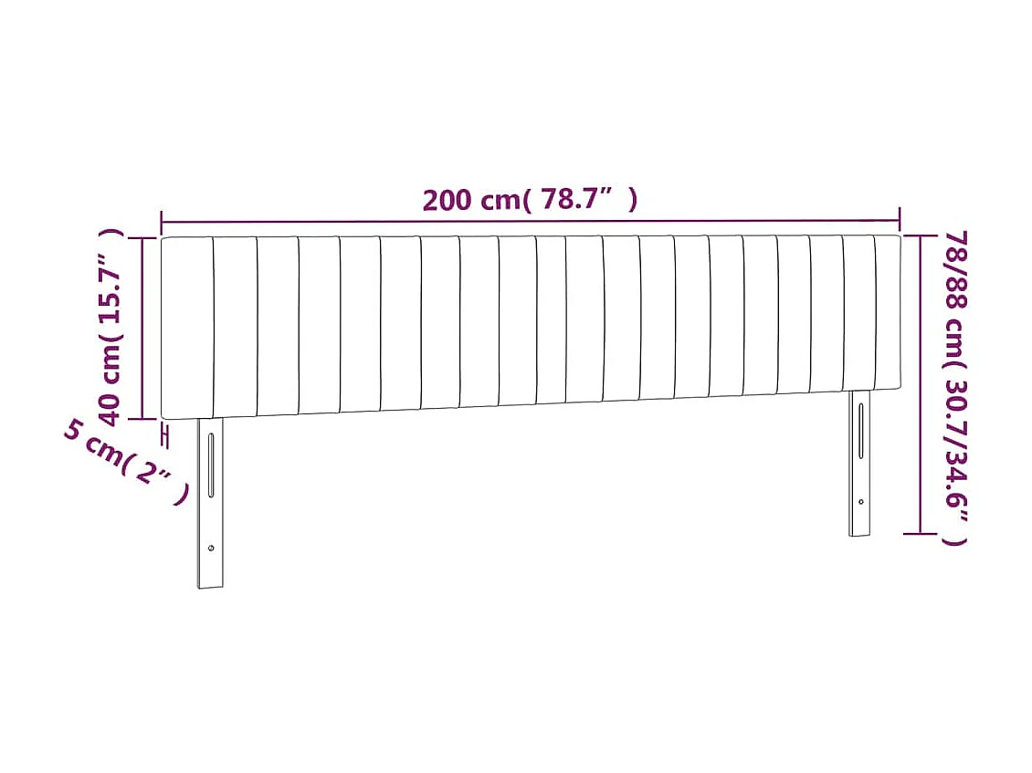 Testiera a LED Rosa 200x5x78/88 cm in Velluto