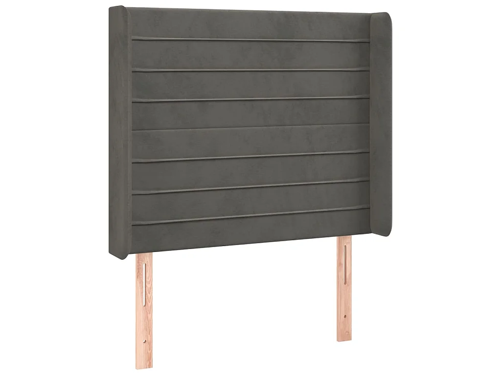 Hoofdbord met randen 83x16x118/128 cm fluweel donkergrijs