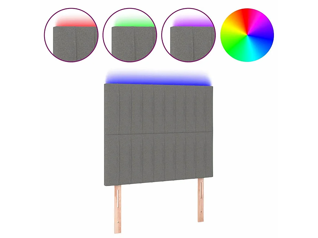 Hoofdbord LED 100x5x118/128 cm stof donkergrijs