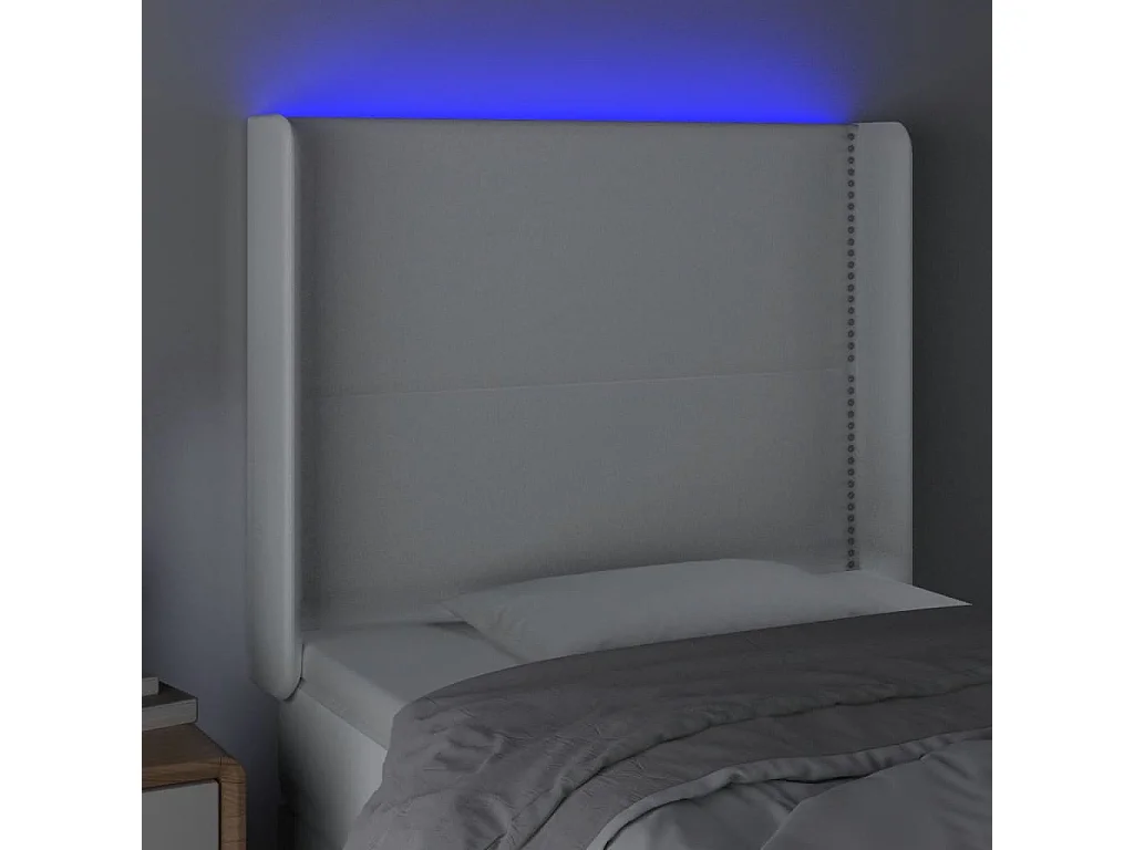 Testiera a LED Bianco 93x16x118/128 cm in Similpelle