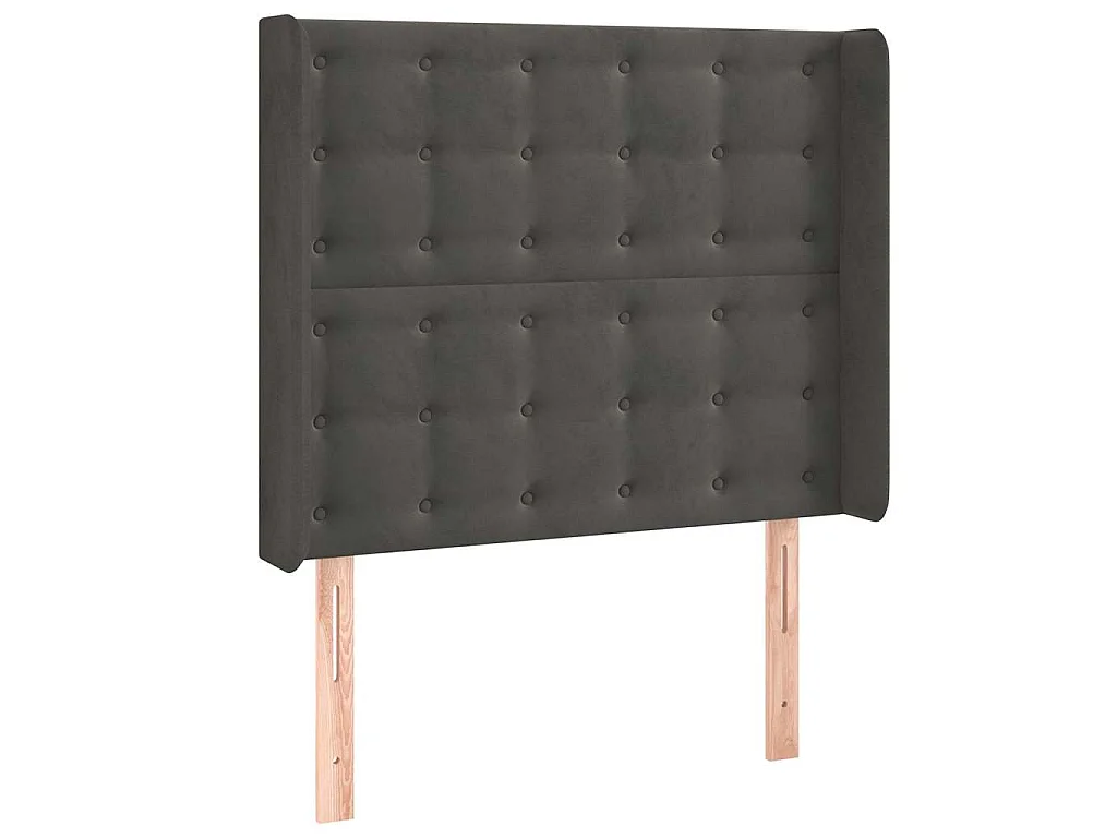 Testiera ad Orecchio Grigio Scuro 93x16x118/128 cm in Velluto