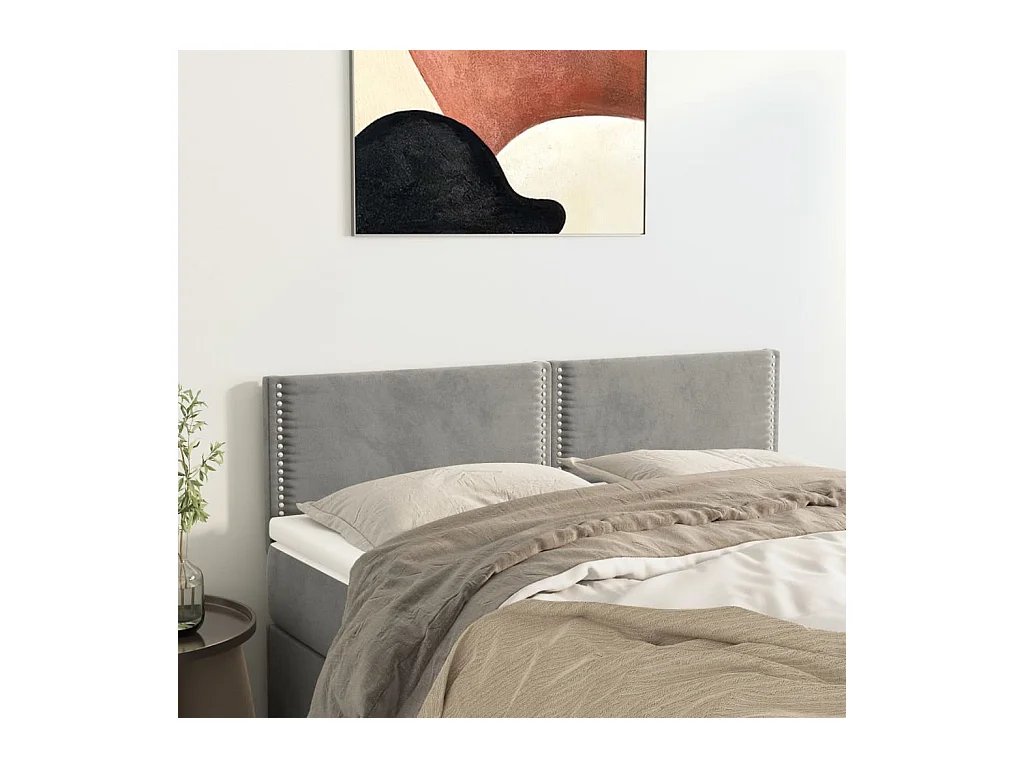 Têtes de lit 2 pcs Gris clair 72x5x78/88 cm Velours