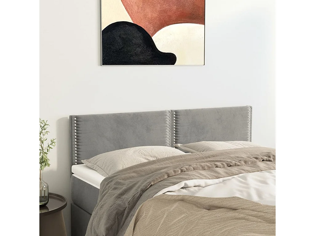 Testiera Grigio Chiaro 144x5x78/88 cm in Velluto