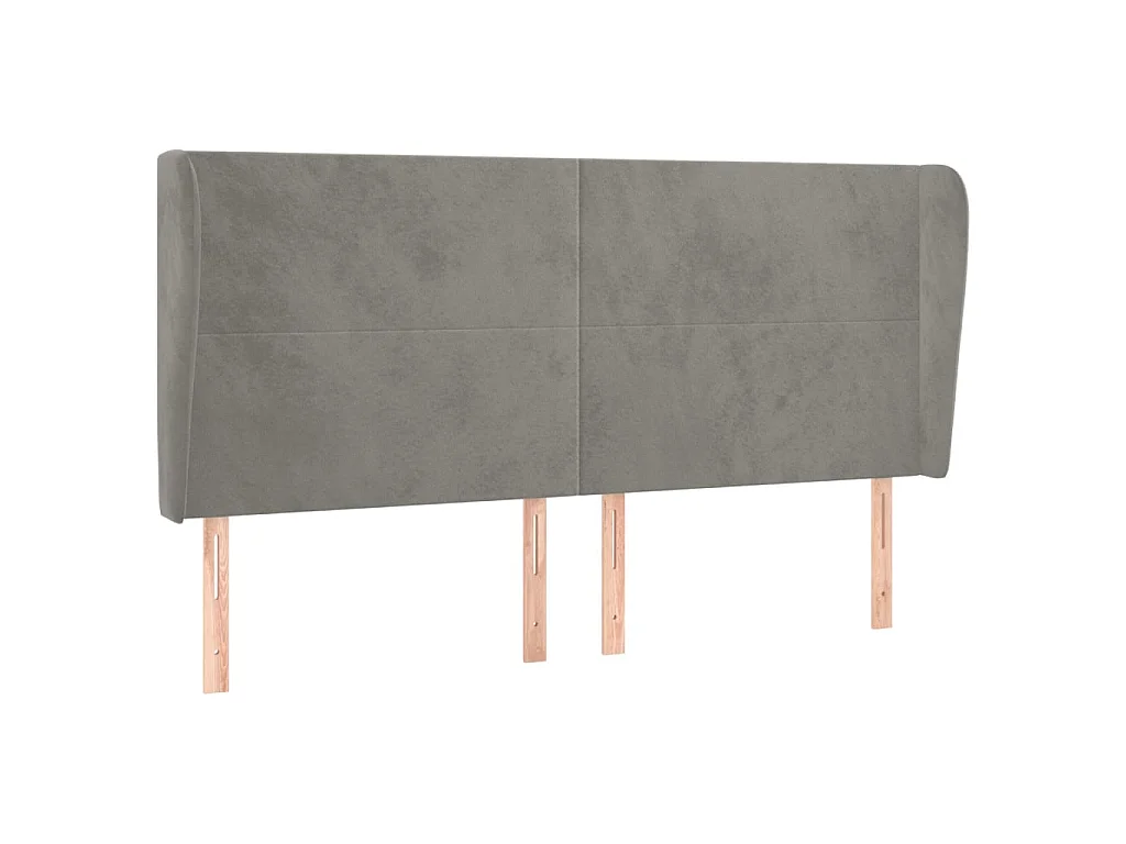Testiera ad Orecchio Grigio Chiaro 203x23x118/128 cm in Velluto