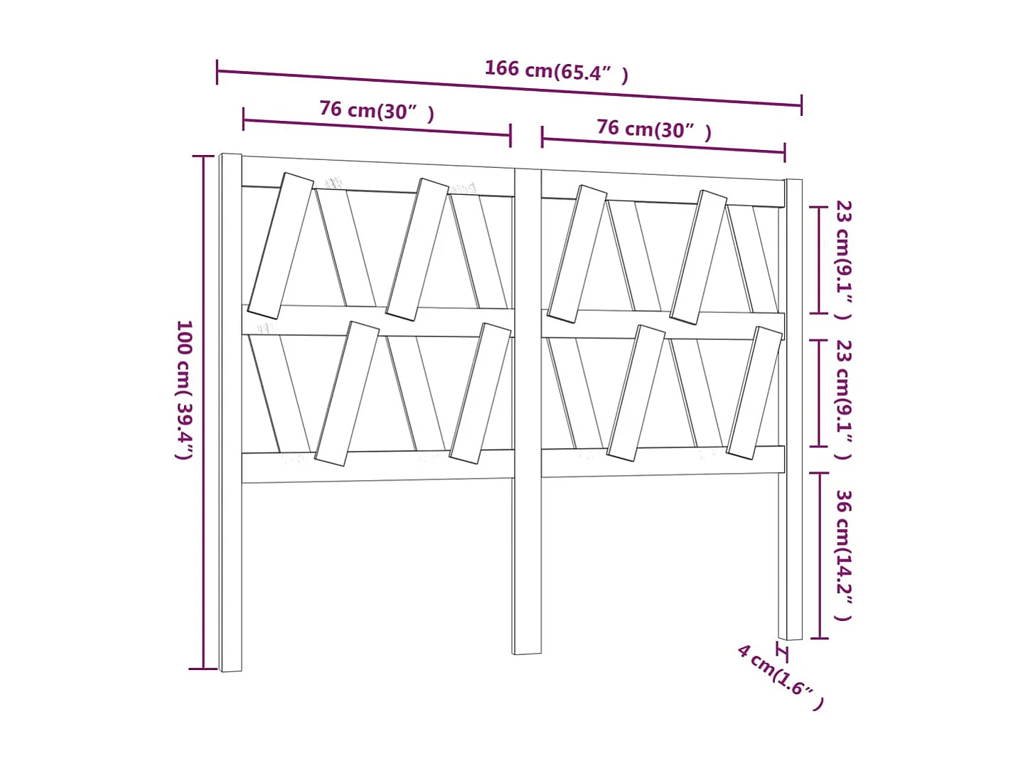 Tête de lit Blanc 166x4x100 cm Bois massif de pin
