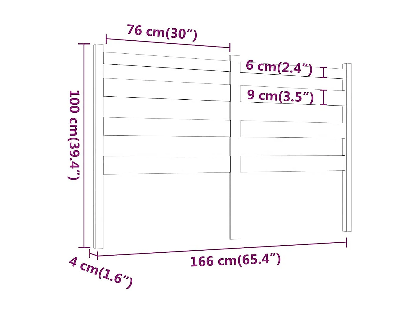 Kopfteil Honigbraun 166x4x100 cm Massivholz Kiefer