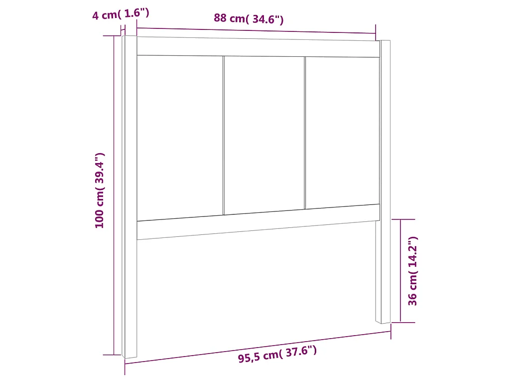 Hoofdbord 95,5x4x100 cm massief grenenhout zwart