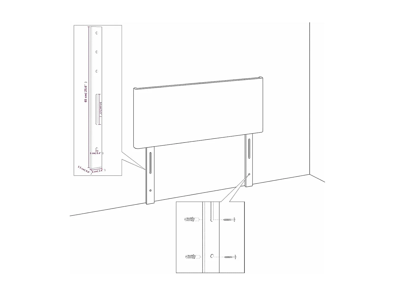 Cabeceira de cama tecido 100x5x78/88 cm preto