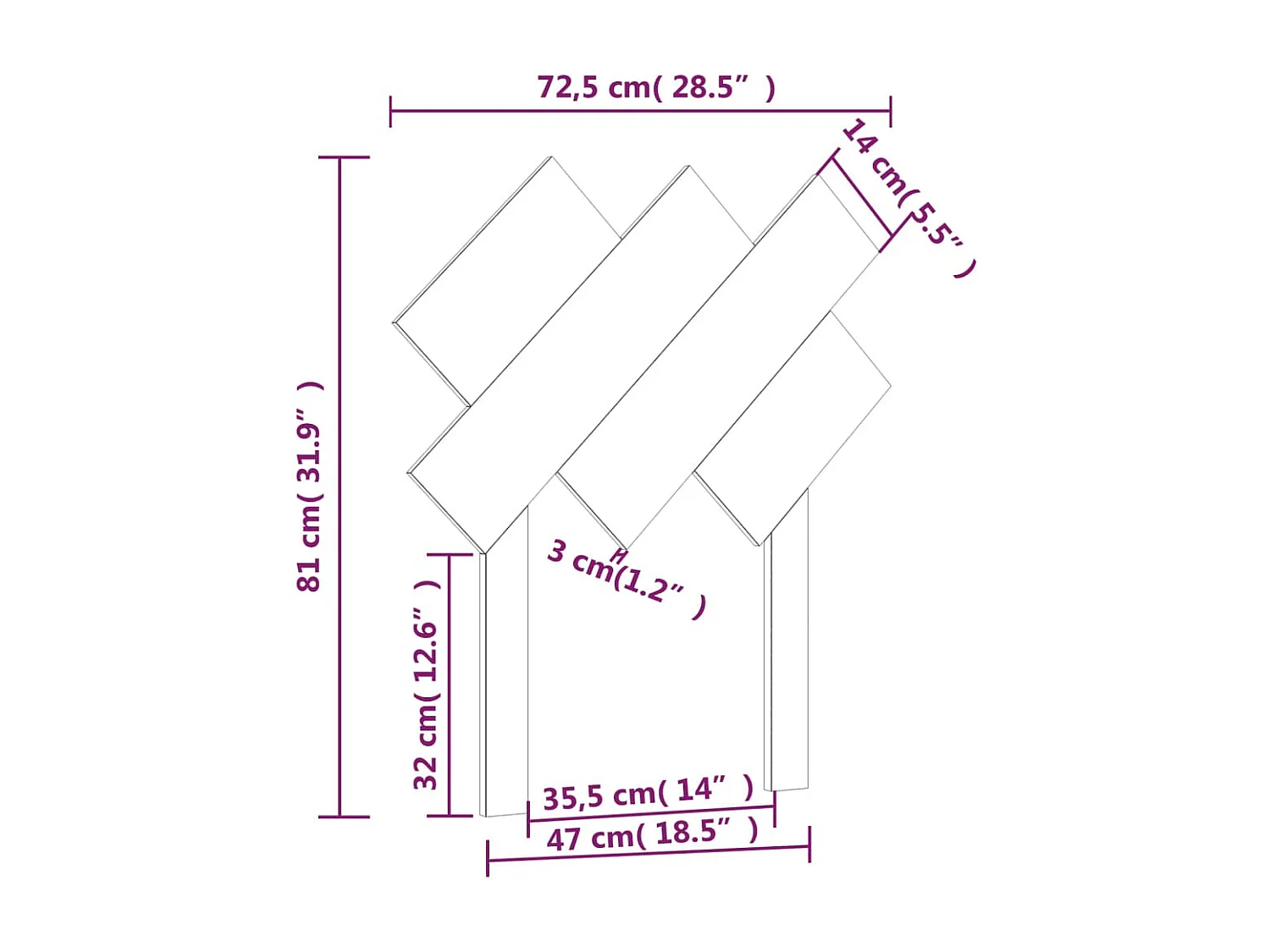 Hoofdbord 72,5x3x81 cm massief grenenhout grijs