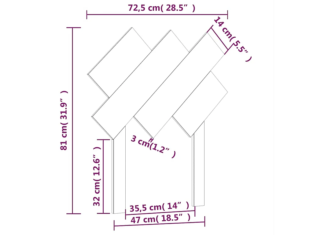 Tête de lit Gris 72,5x3x81 cm Bois massif de pin