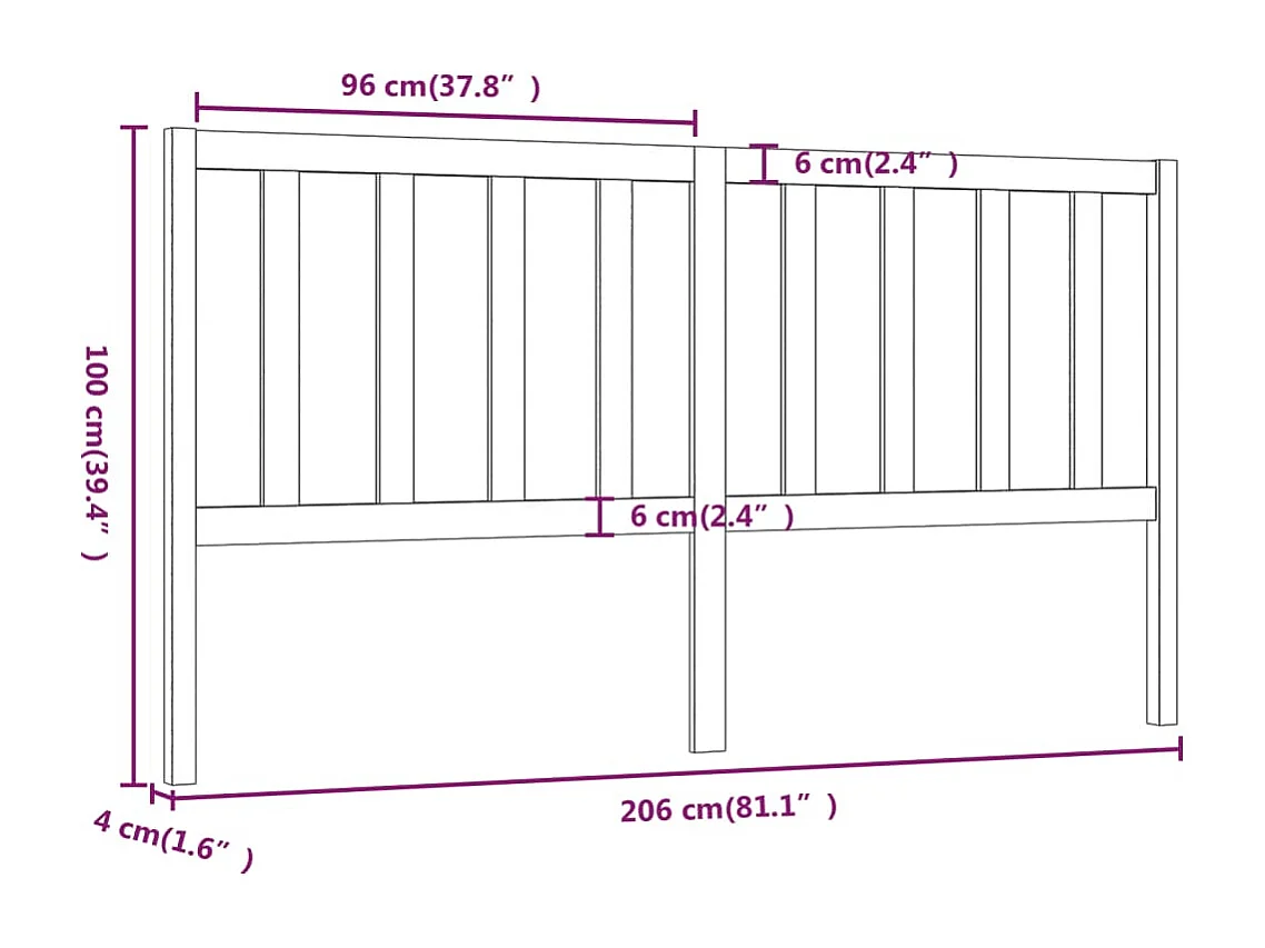Cabeceira de cama 206x4x100 cm pinho maciço castanho mel