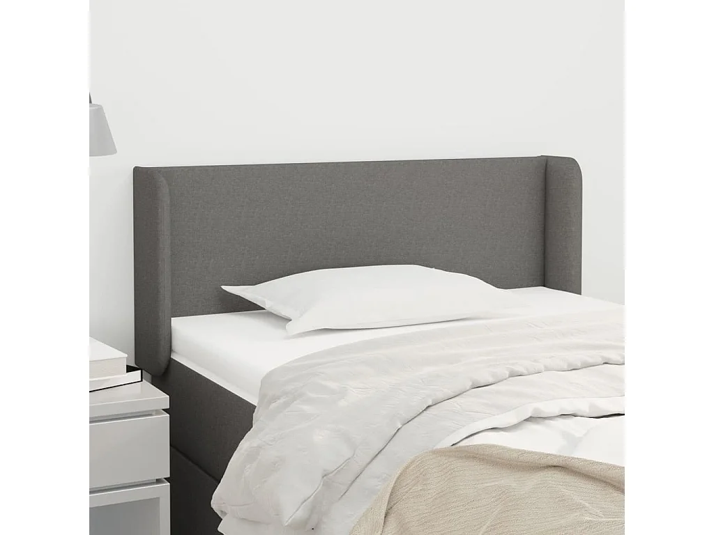 Cabeceira de cama c/ abas tecido 93x16x78/88 cm cinzento-escuro