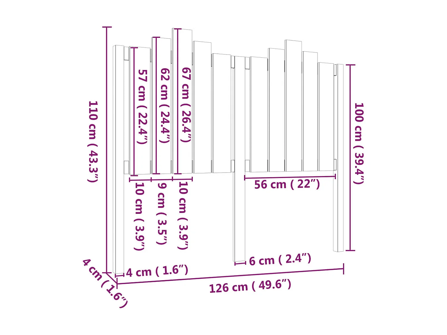 Kopfteil Honigbraun 126x4x110 cm Massivholz Kiefer