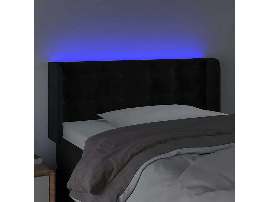 Testiera a LED Nera 83x16x78/88 cm in Velluto