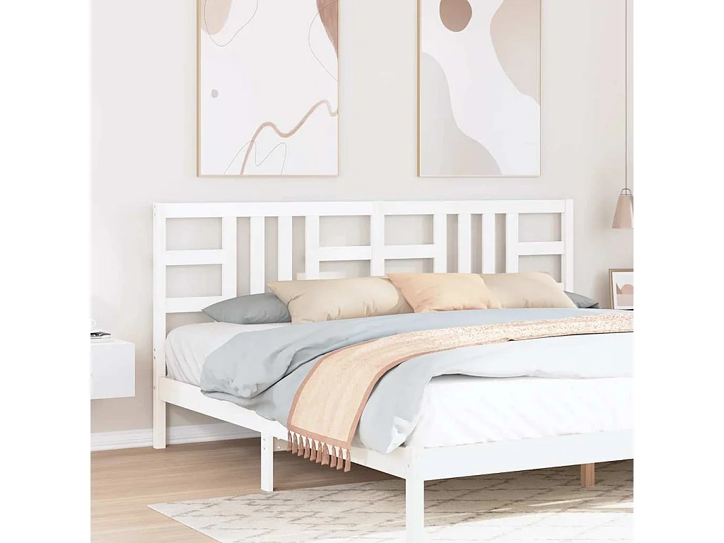 Tête de lit Blanc 206x4x100 cm Bois massif de pin