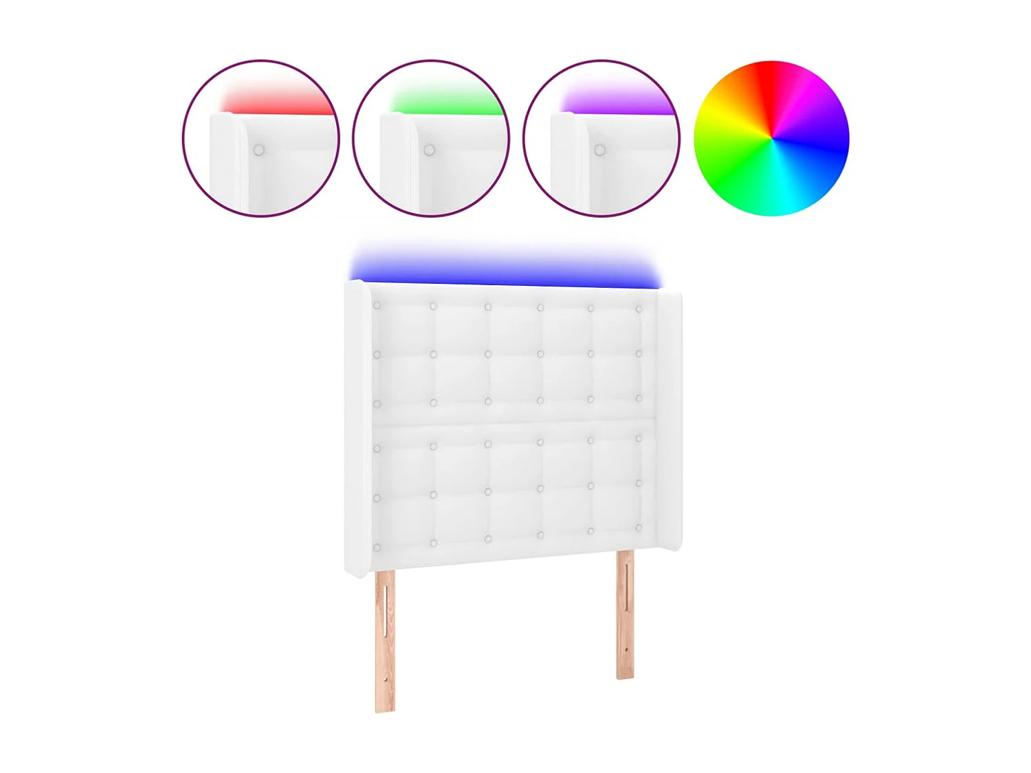 Tête de lit à LED Blanc 103x16x118/128 cm Similicuir