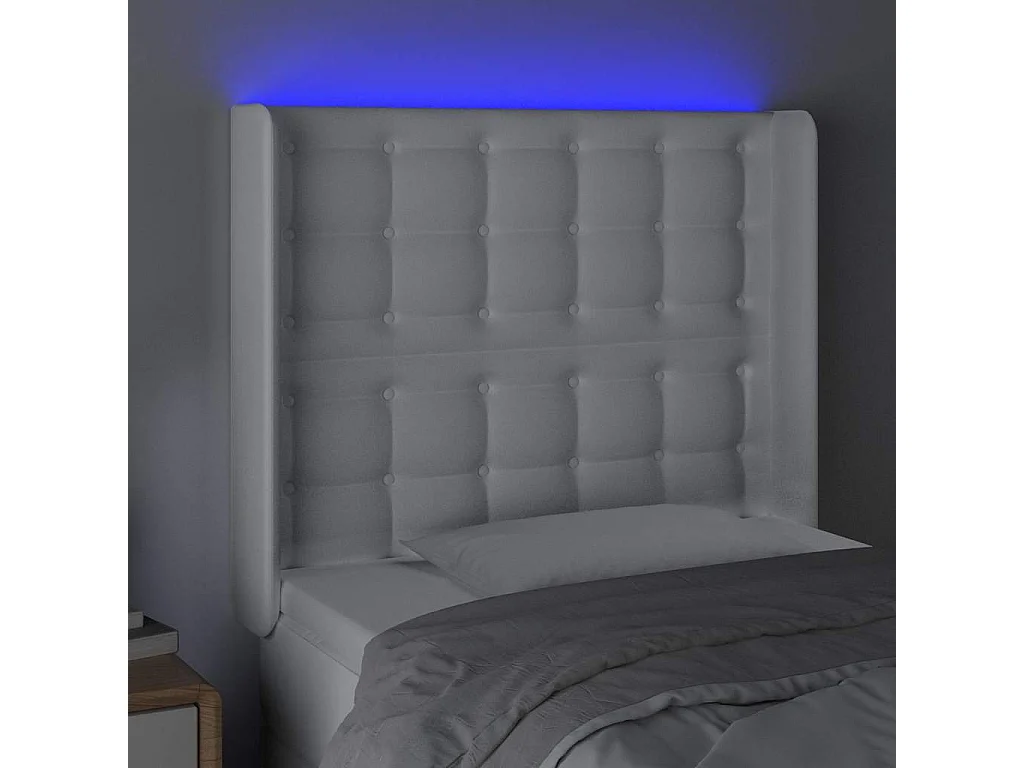 Hoofdbord LED 103x16x118/128 cm kunstleer wit