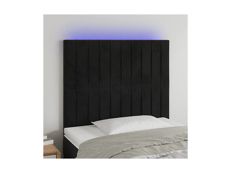 LED Kopfteil Schwarz 100x5x118/128 cm Samt