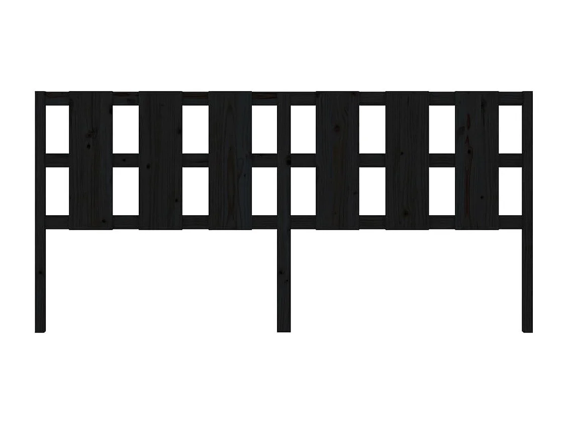 Tête de lit Noir 205,5x4x100 cm Bois massif de pin